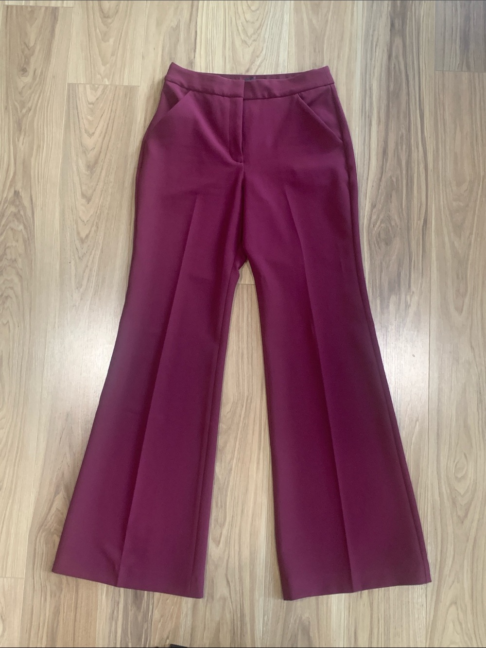 Express Burgundy “Editor Flare Trouser” Pants , High Rise, Sz 2R